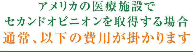 アメリカの医療施設でセカンドオピニオンを取得する場合通常、以下の費用が掛かります